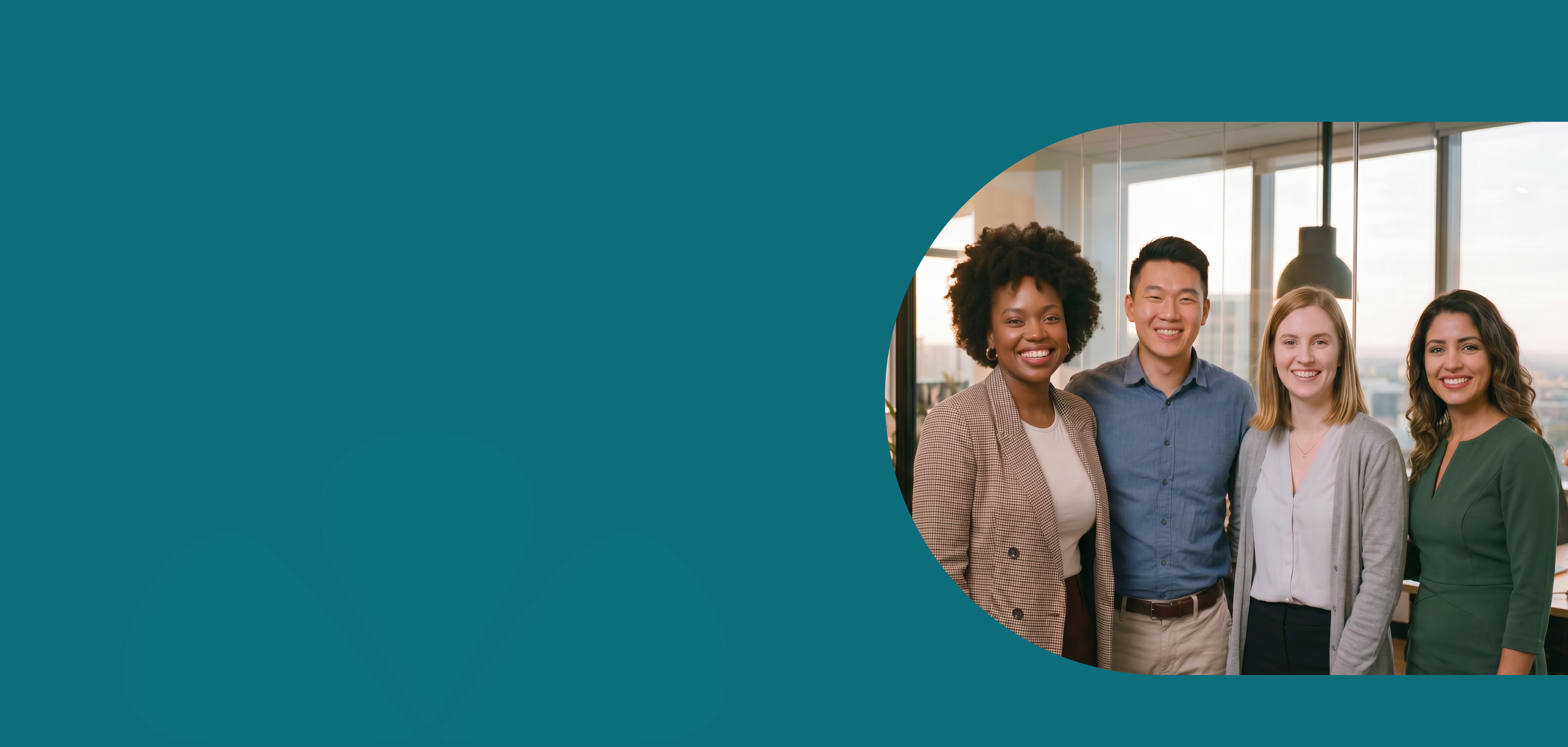 Professionals smiling together in a modern office
